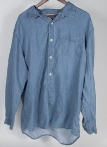 Tommy Bahama Hemd Herren XXL Blau 100% Leinen Relax Langarm Knopf - Bild 1 von 9