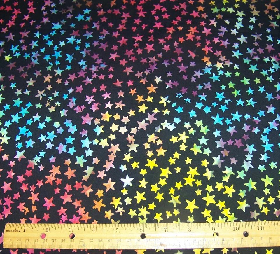1 yard of Anthology Batik TWINKLE STARBURSTS NIGHT on BLACK 100% Cotton Fabric - Image 1 of 1