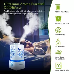 LED Ultrasonic Humidifier Air Purifier Essential Oil Aroma Diffuser Aromatherapy - Picture 1 of 83