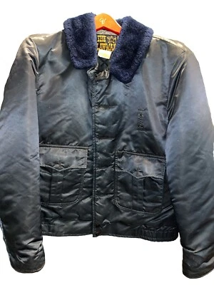 THE LAWMAN BLUE Police JACKET Fur Collar Sheriff Style Cop Policeman 42L VINTAGE - Image 1 of 4