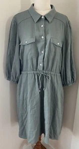 Just Jeans Linen Blend Shirt Dress Sz 12 - Picture 1 of 5