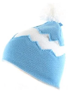 Elm Company Jagged Stripe Knit Beanie, One Size O/S, Cyan Blue and White New - Imagen 1 de 1