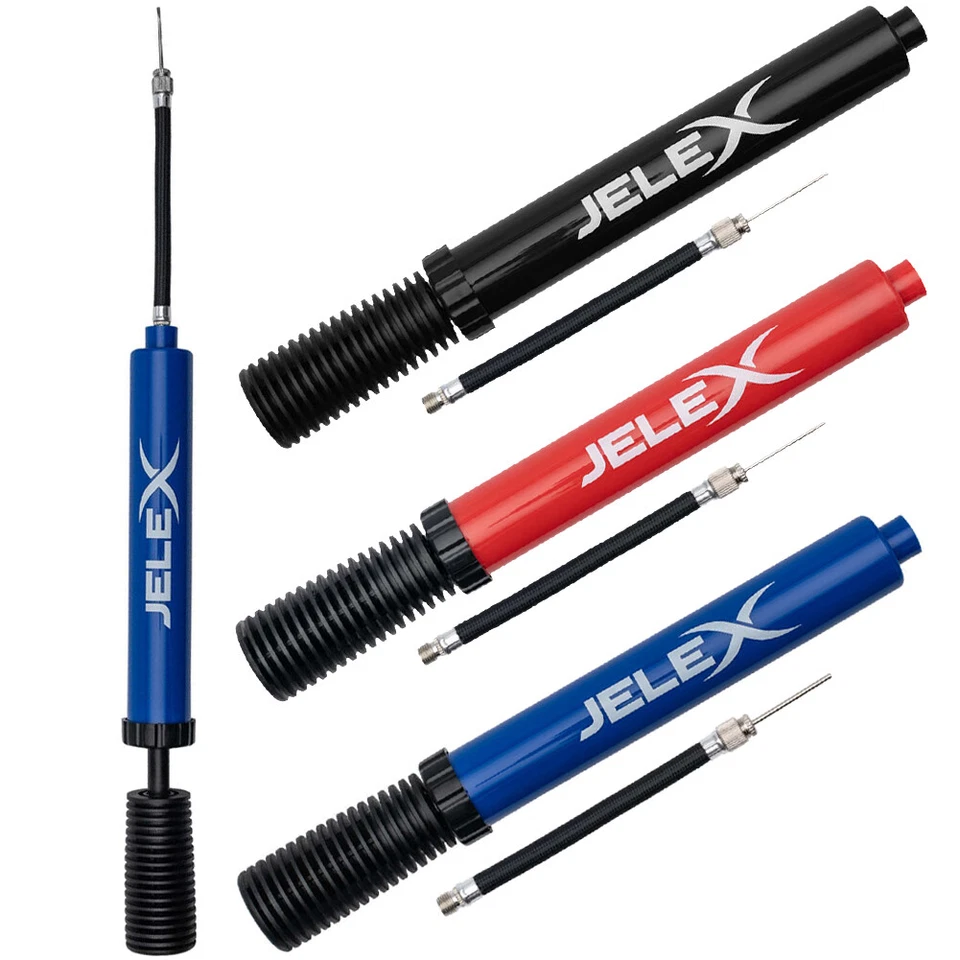 JELEX Double Action Match Sport Spiel Training Ballpumpe mit Nadel rot blau neu