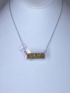 Golden Drusy Sterling Silver Necklace Gorgeous Sparkle Adjustable Necklace - Picture 1 of 4