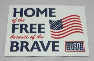 1 Fridge Magnet USO Home of the Free Because of the Brave 4" Magnet FLAG Card - Picture 1 of 2