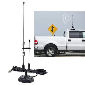 Dual Band Magnetic Antenna | 2m VHF/UHF Base Whip with RG58 Coax & Mount 13ft - Afbeelding 1 van 8