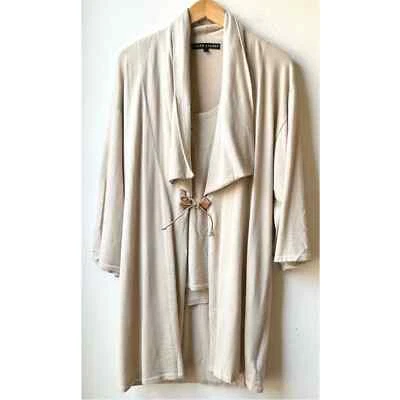 Ralph Lauren Negro Etiqueta Cachemira Seda Cárdigan Conjunto Sin Mangas Crema Talla L/XL Foto 1 de 4