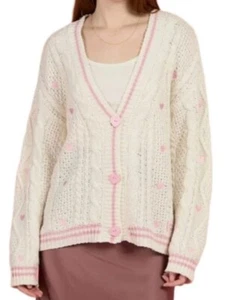 Taylor Swift Lover Album Pink Cardigan Sweater White Jumper With Heart - Picture 1 of 4