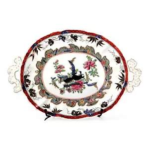 Early Masons Ironstone large serving dish, meat platter painted with geese - Picture 1 of 11