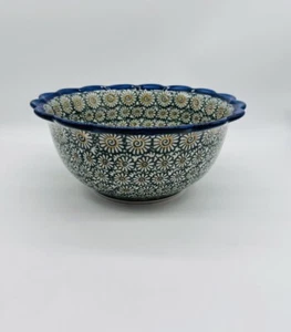 Ceramika Artystyczna Polish Pottery Scalloped Deep Serving Bowl 9" Spring Fling - Imagen 1 de 6