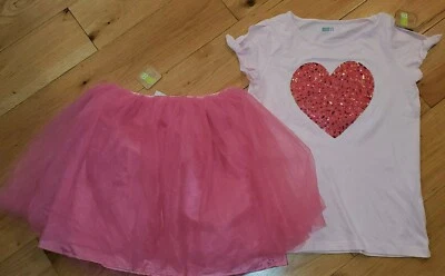 Crazy 8 Rosa Lentejuelas Corazón Top y Tutú Tul Falda Conjunto Nuevo Con Etiquetas Niñas 14  Foto 1 de 2