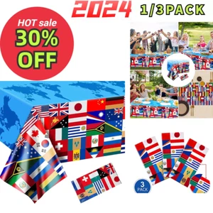 2024 Euro Football Decor Table Cloth Rectangle World Flag Eurovision Party Decor - Picture 1 of 14