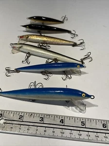 6 White Belly Rapala Originals Finland Minnows Vintage Lures Blue Gold Silver - Picture 1 of 19