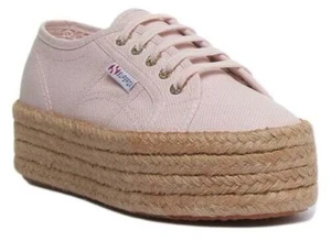 Superga 2790 Cotropew Damen Plateau Leinen Turnschuhe IN Rosa Größe Eu 3 - 8 - Picture 1 of 6