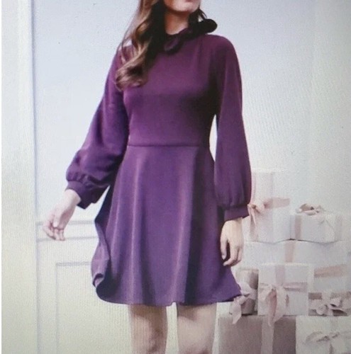 VALENTINO Abito GAL MEETS GLAM Valentina viola maglia manica a sbuffo tg 14 vestibilità svasata preppy