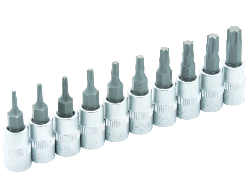 Steckschlüssel Satz 1/4" für Innen Torx Schrauben 10-tlg Stecknuss T7 - T40 - Bild 1 von 1