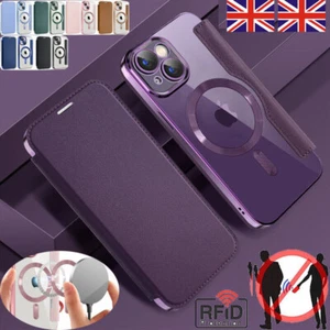 For iPhone 16 16e 15 14 13 12 Pro Max Wallet Case Magsafe RFID Blocking Cover - Picture 1 of 41