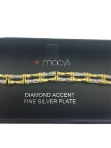 Macy's DIAMOND ACCENT Fine Silver Plate Bracelet  NWT  List $100 - Picture 1 of 3