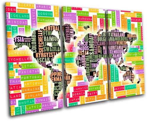 Typography World Atlas Maps Flags TREBLE CANVAS WALL ART Picture Print ...
