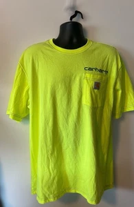 Carhartt Loose Fit Herren Large Neon Bright Yellow Green Crew Neck Cotton T-Shirt - Bild 1 von 6