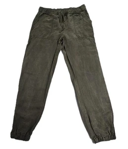 Joggers utilitarios de tiro alto Emmy de lino de capa marina mezcla verde al tobillo M - Imagen 1 de 10