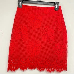 For Love & Lemons Minirock rot Spitze Damen S Girly Coquette romantisch Stretch - Bild 1 von 6