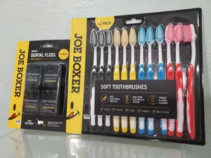 Quality Soft Toothbrushes &Dental Floss combo pack 12 pack &4 pack Joe Boxer-New - Picture 1 of 1