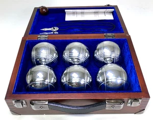 Vintage Pier One Petanque 6 Balls, String Set w/Wood Box, Pallino, Free Shipping - Picture 1 of 24