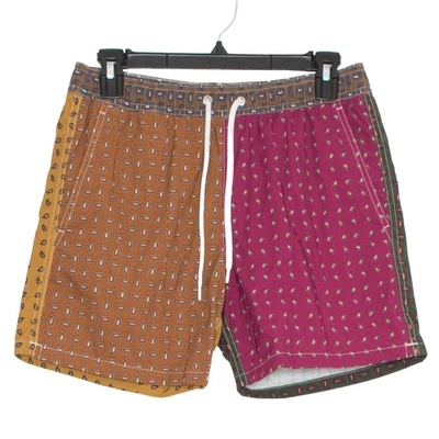 Baús de natação masculinos J Crew paisley retrô anos 90 surf esportivo acampamento de verão pequeno - Imagem 1 de 4