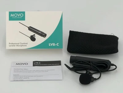 Movo LV8-C XLR Lavalier Lapel Cardioid Microphone w. Phantom Power & Windscreen - Image 1 of 4