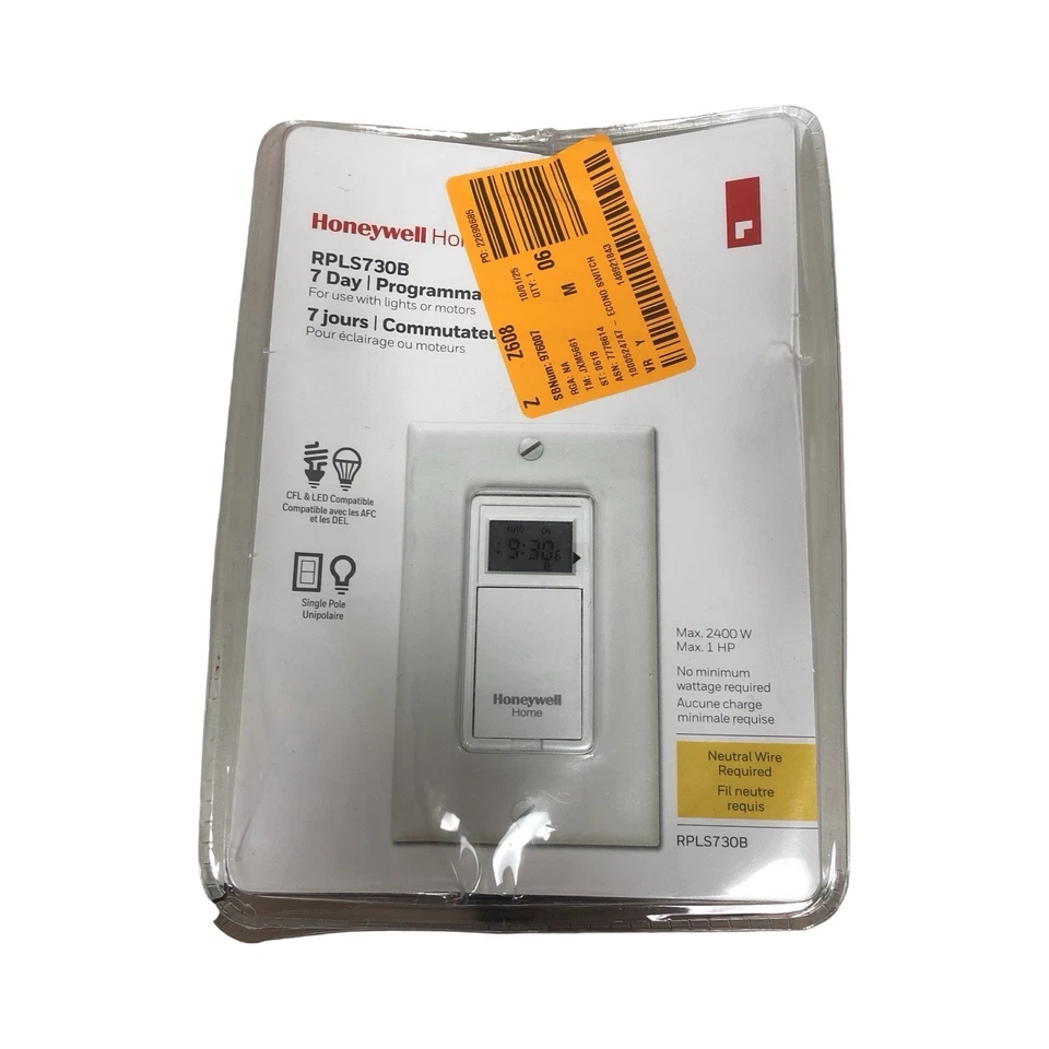 Honeywell Home RPLS730B para usar con luces o motores Foto 1 de 2