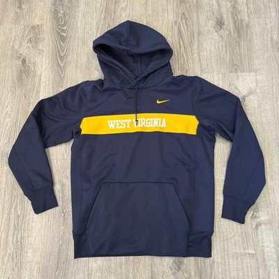 Nike West Virginia Mountaineers Navy Gold Sweatshirt Hoodie Men’s Medium - Image 1 of 4