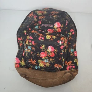 JANSPORT Blumen Rucksack Lederboden Reise Arbeit oder Laptop Buchtasche Skater - Bild 1 von 16