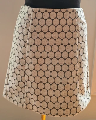 J.CREW Skirt Womens Size 0 Gray Creme Polka Dot Mini Pockets Lined Circles - Image 1 of 4