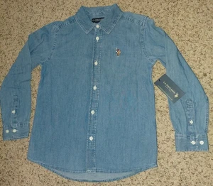 U.S. Polo Assn. Lightweight Youth Boys Denim Shirt Long Sleeve L (10/12) NWT - Picture 1 of 3