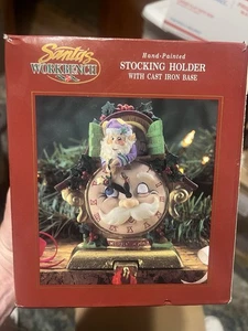 Santa’s Workbench Hand Painted Stocking Holder W/ Cast Iron Base - Picture 1 of 5