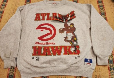 Vintage Atlanta Hawks Nutmeg Sweatshirt NBA Basketball 90s XL Hawks Mascot  - Image 1 of 4