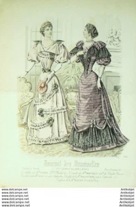 Mode Journal de Demoiselles 1891 # 4865 (Gradoz) Gravure originale aquarellee - Picture 1 of 1