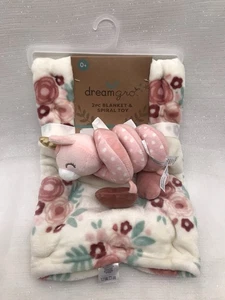 Dreamgro Floral Babydecke & Einhorn Spiralspielzeug Lovey Dream Gro Girls 2-teilig NEU - Bild 1 von 14
