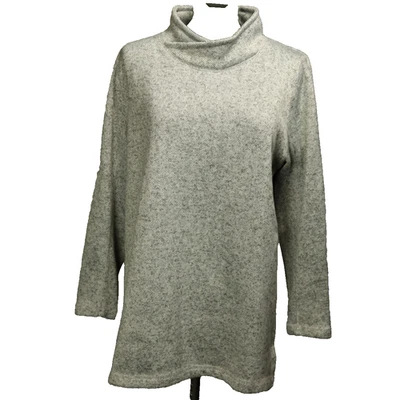 Suéter Suéter Land's End Forrado de Vellón Chevron Cuello Simulado Manga Larga Gris M Foto 1 de 4