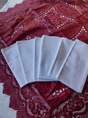 6 x Stoffservietten Weiß Servietten Baumwolle Mundservietten * Vintage - Bild 1 von 4