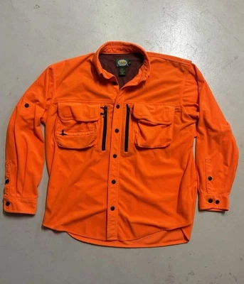 Cabela’s Blaze Orange Hunting Shirt Jacket L Mesh Lined Multi-Pocket - Image 1 of 4