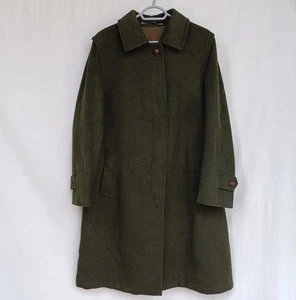 Salko Pischl Tirol Loden Womens Wool Button Coat Long Dark Green Overcoat Sz 42 - Picture 1 of 11