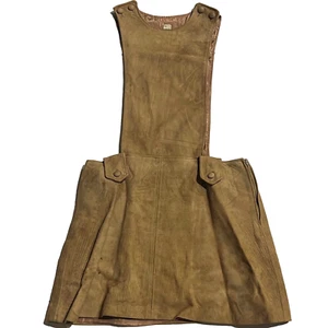 Jonathan Logan Vintage Women Retro Brown Suede Knit Overall Skirt Size 9 - Picture 1 of 5
