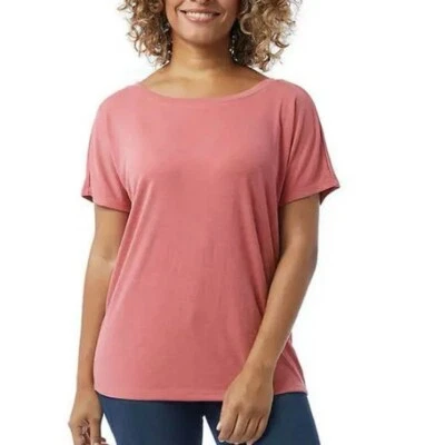 Top acanalado manga corta 32 Degrees para dama, rosa pizarra XL Foto 1 de 4