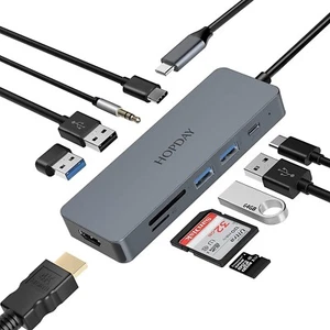 HOPDAY 10-in-1 USB-C Hub – 4K HDMI, PD 100W, LAN, SD, für MacBook Pro/Air - Bild 1 von 4