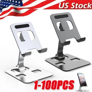 Universal Adjustable Metal Desk Tabletop Phone iPad Tablet Stand lot Foldable US - Picture 1 of 14