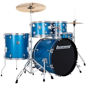 Ludwig Accent FUSE 5pc Acoustic Drum Set Pack Blue Sparkle - Picture 1 of 5