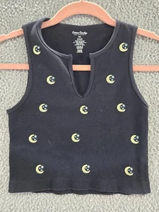 Celestial Tank Top Womens M/L Cotton Candy Moon Stars Crop Y2K 90s Style - Picture 1 of 4