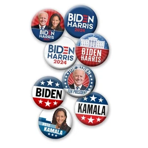 Biden Harris 2024 Buttons - MINI 8-pack 1" lapel pins photo election Kamala Joe - Picture 1 of 5